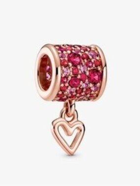 Pandora pave heart barrel charm